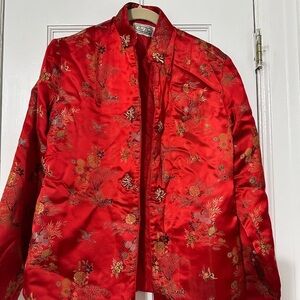 Vibrant Red Floral Women's Blazer